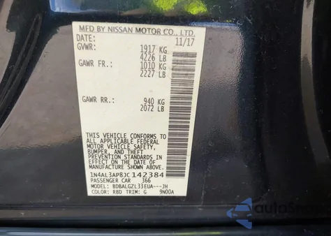 2018 Nissan Altima 2.5/S/Sv/Sl/Sr z USA, uszkodzony, nr VIN 1N4AL3AP8JC142384